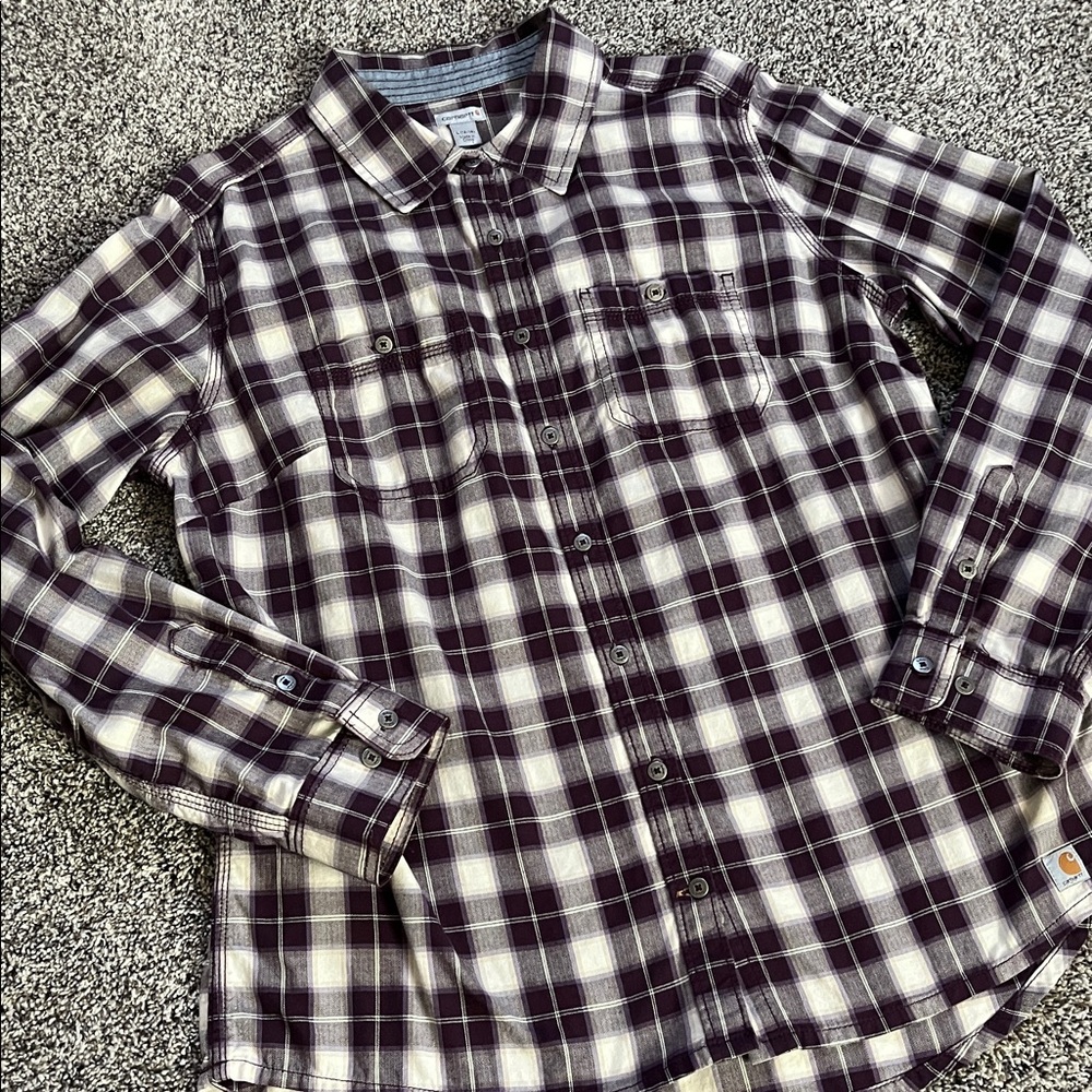 BOGO FREE Carhartt Purple Plaid Button Down Shirt Carhartt Medium Cotton